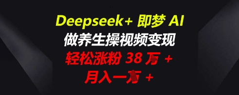 Deepseek+即梦AI，做养生操视频变现，轻松涨粉38W+，月入一W+-恒屹网络轻创终点站