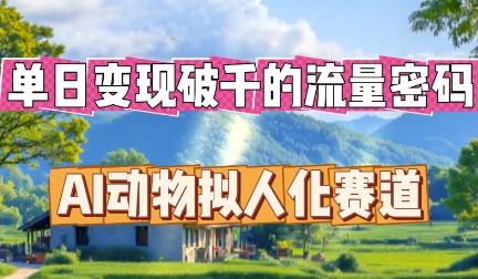 单日变现破k的流量密码，AI动物拟人化赛道-恒屹网络轻创终点站