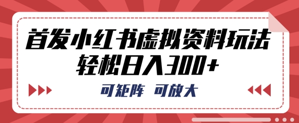 首发小红书虚拟资料玩法，可矩阵，可放大，轻松日入3张-恒屹网络轻创终点站