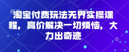 淘宝付费玩法无界实操课程，高价解决一切烦恼，大力出奇迹-恒屹网络轻创终点站
