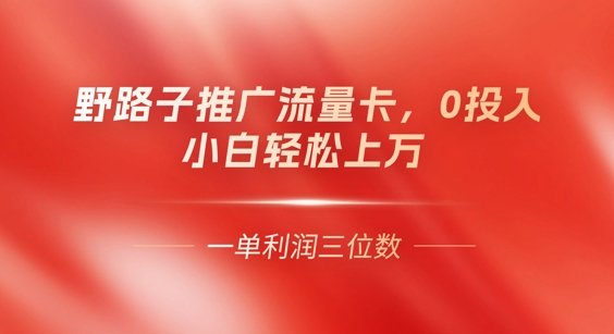 0门槛推广流量卡，一单收益上百，0投入，小白月入过W-恒屹网络轻创终点站