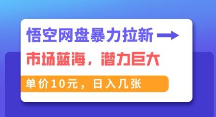 悟空网盘暴力拉新：一单10元，市场空白，日入几张-恒屹网络轻创终点站