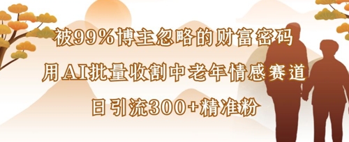被99%博主忽略的财富密码：用AI批量收割中老年情感赛道，日引流300+精准粉-恒屹网络轻创终点站