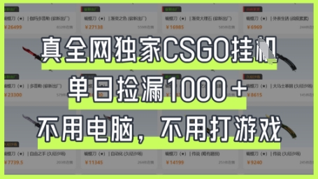 真全网独家CSGO挂G，单日捡漏1k+【揭秘】-恒屹网络轻创终点站