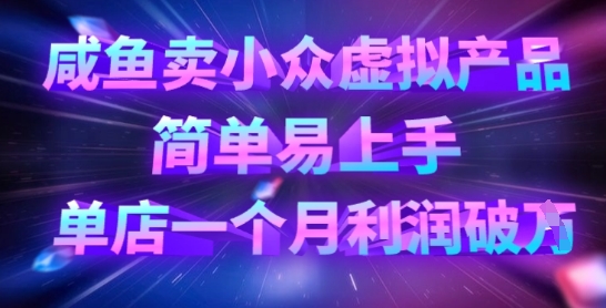 咸鱼卖小众虚拟产品，简单易上手，单店一个月利润破W-恒屹网络轻创终点站