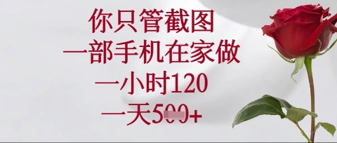 你只管截图，一部手机在家操作，一小时120.一天5张【揭秘】-恒屹网络轻创终点站