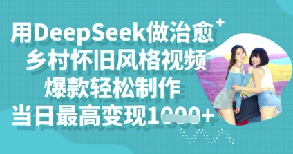 用DeepSeek做治愈乡村怀旧风格视频，爆款轻松制作，当日最高变现多张-恒屹网络轻创终点站