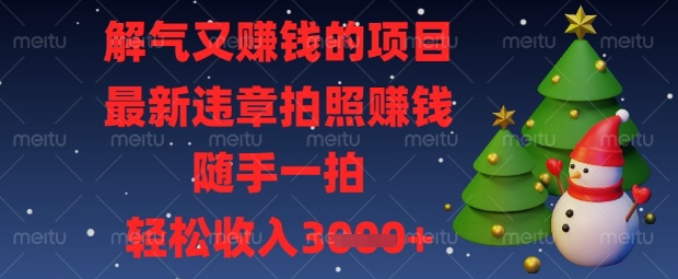 解气又挣钱的项目，最新违章拍照挣钱，随手一拍，轻松收入数张【揭秘】-恒屹网络轻创终点站